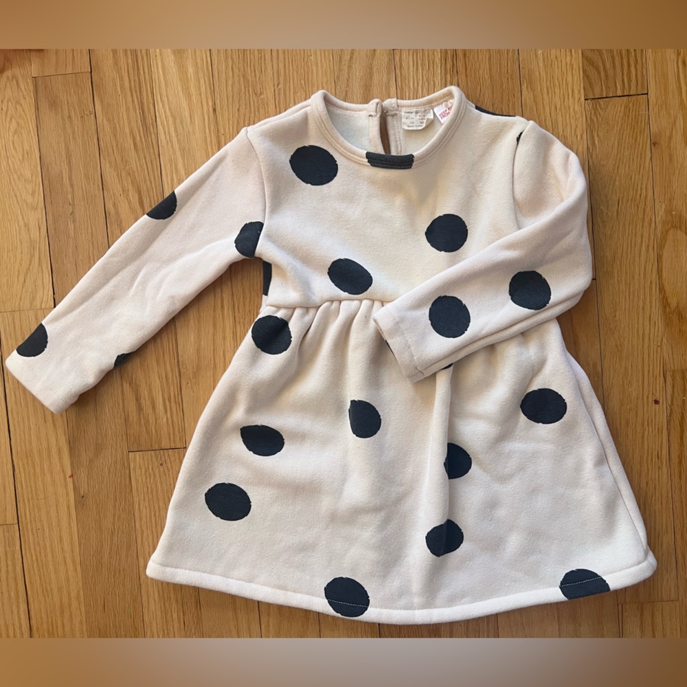 Zara kids cozy polka-dot dress, size 2-3 years